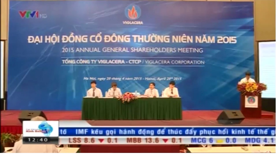 Tin ĐHCĐ thường niên năm 2015 phát trên Bản tin TCKD VTV1 ngày 20/4/2015